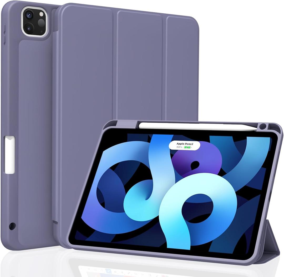 Case for iPad Pro 11 inch 4th/3rd/2nd Generation, Lightweight Slim Auto Sleep/Wake Smart Cover Soft TPU Back Case with Pencil Holder for iPad Pro 11" 2022/2021/2020, Lavender Gray