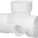 Frienda 4''x4''x4''x2'' P417 Series PVC Dwv Pipe Fitting Schedule 40 Sanitary Tee Pipe 4-way Connection Coupling Adapter for Sewer Stormwater Applications for Sewer Stormwater Applications