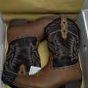 Rollda Kids Cowboy Boots Western Round Toe Cowgirl Boots for Boys Girls Toddler/Little Kid/Big Kid (Black/Tan,  Size 2)