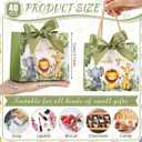 TaoBary 40 Pack 5.5''x 2.5''x4.7'' Small Jungle Safari Gift Bags with Handles Mini Paper Woodland Animal Thank You Gift Bag Bulk with Bow Ribbon for Baby Shower Boy Girl Birthday Party Supplies