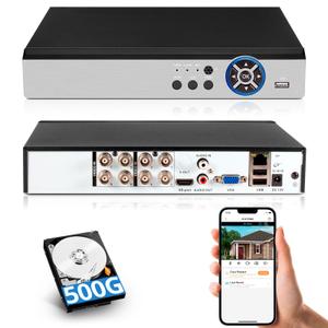 8 Channel Security DVR Recorder with 2tb Hard Drive,5MP Surveillance Video Recorder for Security Camera,1080p Hybrid 5-in-1 Wired DVR AHD/TVI/CVI/CVBS/IP Camera with Human Detection,24/7 Recording