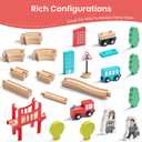 Tiny Land Wooden Train Set for Toddler - 39 Pcs- with Wooden Tracks Compatible with Major Brands - Expandable, Changeable-Train Toy for 3 4 5 Years Old Girls & Boys