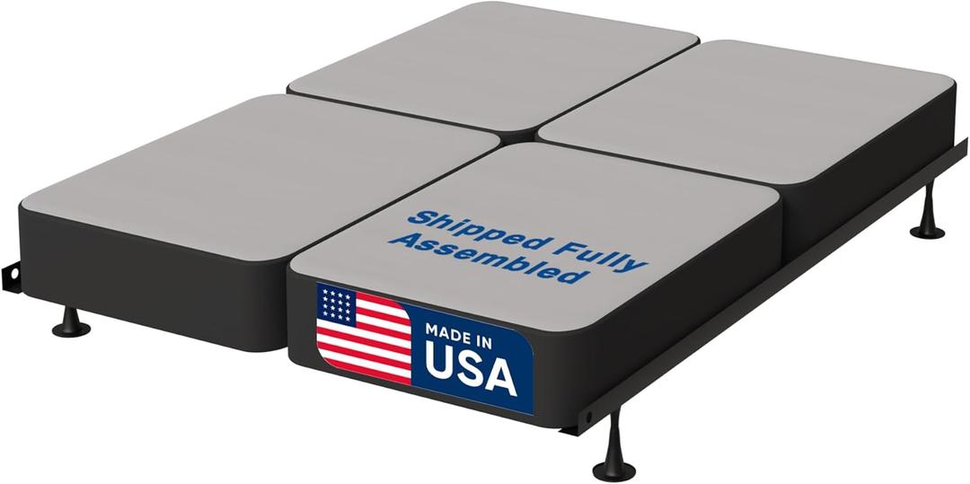 Nutan, 8-Inch Sturdy Wood Box Spring for Mattress Support - Durable and Fully Assembled, Natural Wood Foundation for California King(Fold), Black