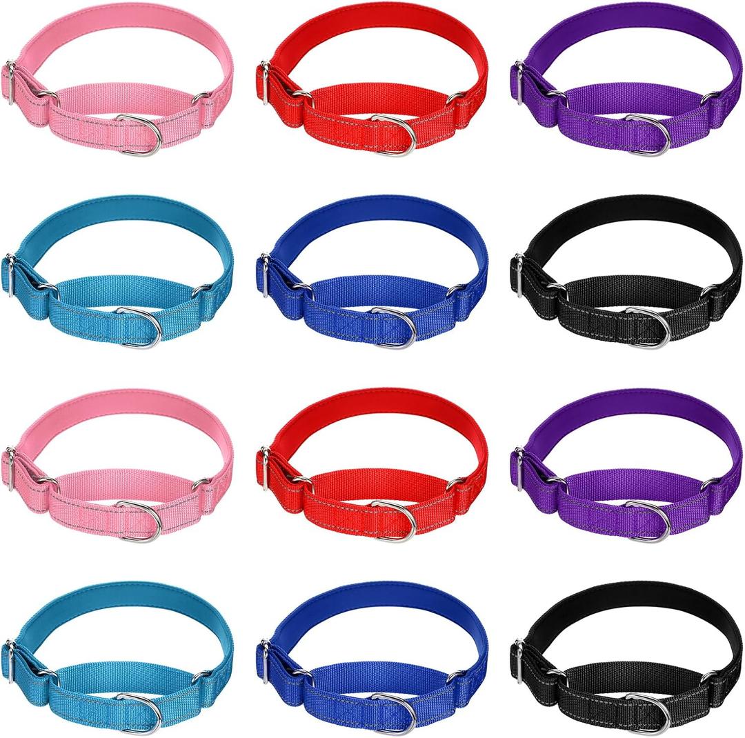 11 Pcs Martingale Collar for Medium Dogs Reflective Dog Collar with Durable Metal Buckle Adjustable Nylon Pet Prevent Slipping Out for Medium, 11 Colors