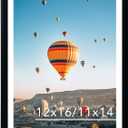 12x16 Picture Frame Black with 11x14 Mat, Display Photo 11x14 with Mat or 12 x 16 Without Mat, Wall Hanging Large Frame with Plexiglass, Black