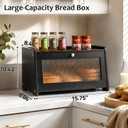 Bread Box for Kitchen Countertop, Large Bread Box, Wooden Farmhouse Bread Storage Container for Homemade Bread with Acrylic Window (BLACK), 15.75 x 10.43 x 8.46 inches
