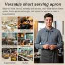 Half Apron for Women Men Cotton Linen with 2 Large Pockets Waist Short Bistro Server Aprons Waiter Waitress Unisex (Black, M)