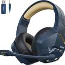 BINNUNE Wireless Gaming Headset with 2.4GHz for PS5, PS4, PC, Switch, FPS Gamers, 120Hrs+ Bluetooth 5.3 Gaming Headsets with Noise Canceling Mic, 50MM Headphones for Laptop, Mobile, Mac