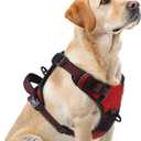 PUPTECK No Pull Dog Harness for Large, Adjustable Reflective Dog Harness with Handle Easy Control, Comfortable Soft Padded Pet Vest Harness for Large Dogs, Red L