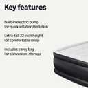 Amazon Basics Inflatable Air Mattress, Queen Size, 22in Height, with Built-in Pump, for Guests or Camping