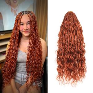 Goddess Box Braids Pure Protein Fiber Close to Human Hair 18 Inch 8 Packs Boho Crochet Braids with Soft Curls Bohemian Braids Crochet Hair for Black Women (18Inch,350#)