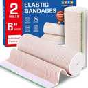 AZEN Premium 2 Pack Elastic Bandage Wrap 6 Inch, Compression Wrap Bandage for Legs, Ankle, Knee, Tummy, Body, Latex-Free, Lymphedema Wraps for Legs, Size: 6''
