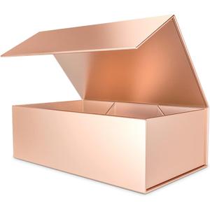 Rose Gold Gift Box with Magnetic Closure Lid - 10" X 6" X 3" Luxury Gift Packaging for Bridesmaid, Birthday Presents