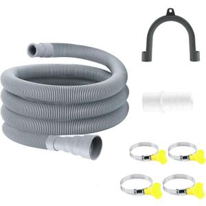 Washing Machine Drain Hose Extension Kit - Universal for Dishwasher, Washer, Dehumidifier - Flexible With 2 Clamps, 1U Holder (9.84 FT)