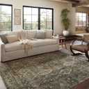 Loloi Magnolia Home by Joanna Gaines Banks Collection BAN-05 Spice/Blue 2'-6" x 7'-6", .13" Pile Height, Machine Washable, Runner Rug