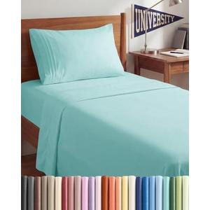 Twin XL Size 3 Piece Sheet Set - Comfy Breathable & Cooling Bed Sheets Set - Hotel Luxury Bedding for Women, Men, Kids, Teens, Boys & Girls - Deep Pockets, Soft and Wrinkle Free - Oeko-Tex - Spa Blue