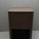 VICITON Fluted Narrow Night Stand,Thin Nightstand with Leather Surface, Small End Table with Storage, Living Room/Bed Side Table for Small Spaces (Taupe, Inches, 19.7, Inches, 15.75, Inches, 11.8)