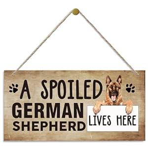 Pet Decor Signs, Decorative Wood Hanging Wood Plaque, German Shepherd Wood Sign, Rustic Door Hanger, Wall Decor Art, Farmhouse Home Decor, Dog Lover Gift, A Spoiled German Shepherd Lives Here (style 1)