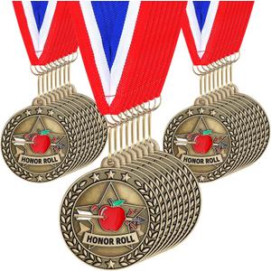 Tondiamo 24/48 Pcs Award Medals Bulk Gold Medals Bulk with Neck Ribbons 2 Inch Metal Award Trophies for Sports Party Team Tournaments Match Participation Winner Prizes Gift