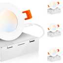 CLOUDY BAY 3 inch 5 Color Ultra Thin LED Recessed Light with Junction Box, Canless Wafer Downlight, IC Rated, 8W CRI90+, 5 Color Temperature Selectable, Illumination Diameter 1-7/8inch,White, 6 Pack