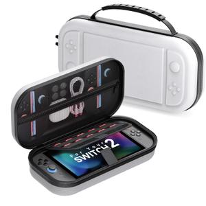 Carrying Case Compatible with Nintendo Switch 2 2025, Portable Travel Storage Case with Taller Design for Larger Capacity, Protective Hard Shell with 10 Game Card Slots, Carry Hand Bag Pouch, White