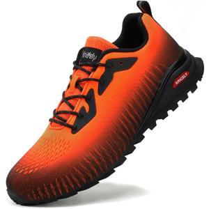 Kricely Men's Trail Running Shoes Fashion Walking Hiking Sneakers for Men Tennis Cross Training Shoe Outdoor Sneaker Mens Casual Workout Footwear (8.5 Wide, Orange)