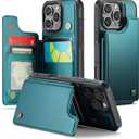 Compatible with iPhone 16 6.1" Wallet Case with Card Holder RFID Blocking for Women Men, Double Magnetic Clasp Kickstand Shockproof Phone Case Fit for iPhone 16, Black