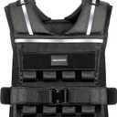 Adjustable Weighted Vest Men 2-35 LBS, Rucking Vests for Walking with Reflective Stripe, 1.2" Ultra Thick Shoulder Padding Strength Training Workout Vest for Running GYM Home, Detachable Iron Weights