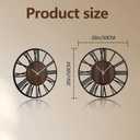 Large Lighted Wood Wall Clock Remote Control, Roman Numeral Modern Decorative Clock with Silent Movement, Battery Operated Clocks for Living Room Decor, 20inch-50cm