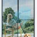 MAGZO Magnetic Screen Door, Fits Door Size 30 x 84 Inches, Actual Screen Size 32 x 85 Inches Reinforced Fiberglass Mesh Curtain for French and Entry Entrance Mesh with Full Frame Hook & Loop, Gray