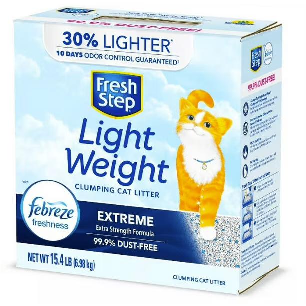 Fresh Step Light Weight Advanced Extreme Cat Litter with Febreze Freshness, Extra Strength Formula Clumping Litter, 15.4 LB