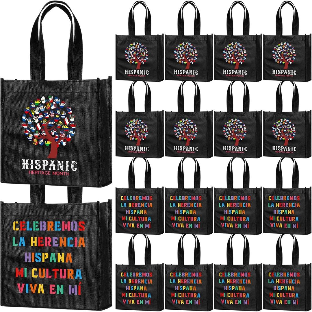 Hispanic Heritage Month Non Woven Bags 8.7" Gift Reusable Treat Bag for Hispanic Heritage Month Decor (Black) Hispanic Heritage Month Non Woven Bags 8.7" Gift Reusable Treat Bag for Hispanic Heritage Month Decor (Black)