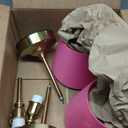 Cordless Table Lamps Rechargeable Set - 2 Pack Brass 4000mAH Battery Operated Lamps for Decor, 3000K Stepless Dimming Touch Control Wireless Lamps for Bedroom, Dining Table, Living Room, Rose Shade