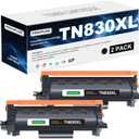Compatible TN830 Toner Cartridge High Yield Replacement for Brother Toner TN830 TN830XL Work with Brother Printer HL-L2460DW DCP-L2640DW HL-L2480DW HL-L2400D HL-L2405W MFC-L2820DW, 2 Black