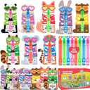Valentines Day Gifts for Kids, 32 Pack Mini Bubble Wands with Valentines Animal Themes Greeting Cards for Kids, Valentine's Day School Prize Party Favor, Classroom Exchange Gift Set