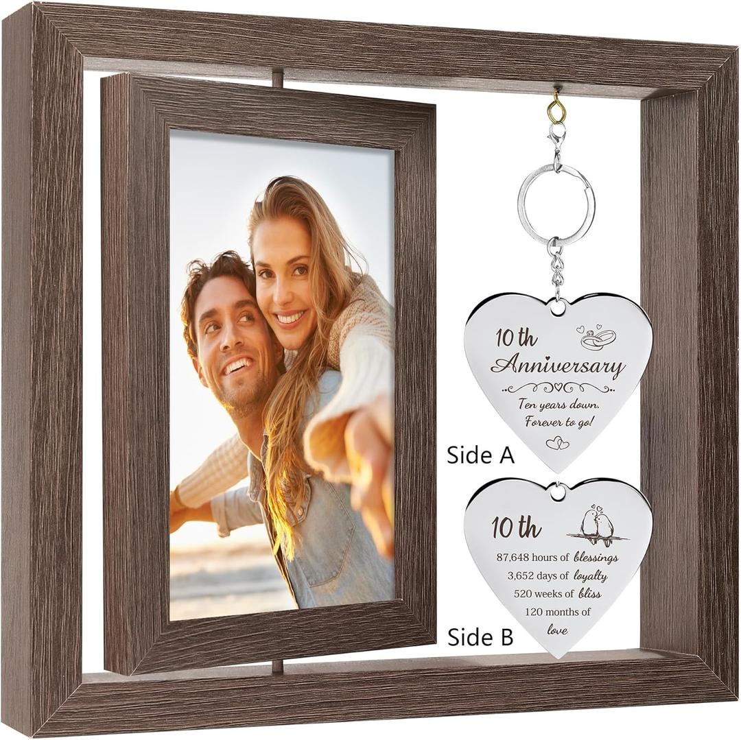 10 Year Anniversary Picture Frame Gifts for Couple 10 Year Anniversary Decorations Gifts for Wife 10 Year Gift Anniversary Customized Photo Frame Happy 10th Aniversario Decorations Gift for Him