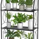 4 Tier Plant Stand with Wheels, Plant Shelf for Indoor Outdoor, Heavy Duty Metal Tall Plant Stands Holder Rack for Living Room Balcony and Garden, Black