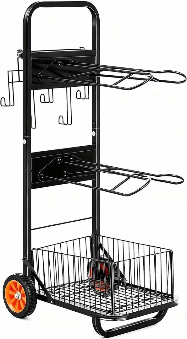 Rolling Horse Saddle Rack Cart Foldable Saddle Pad Rack Stand 3 Tier Heavy Duty with Removable Saddle Stands & Storage Basket, Horse Tack Organizer for Stable Storage, Moving, Transport Supplies