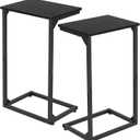 AMHANCIBLE C Shaped End Tables Set of 2, Couch Side Tables that Slide Under, TV Trays for Living Room, Bedroom, Small Space, Sofa, Black HET02BBK