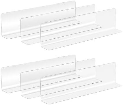 VOSAREA Plastic Shelf Dividers 6pcs Clear Acrylic L Shaped Separator Transparent Organizer Divider for Commodity Classification Cabinets Shelf Store 26cm
