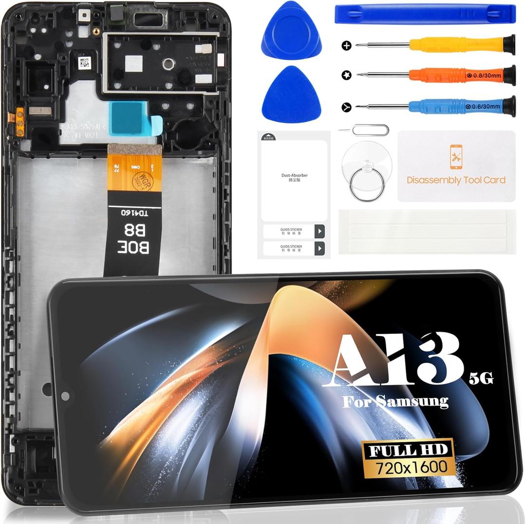for Samsung Galaxy A13 5G LCD Screen Replacement for Samsung A13 5G Screen Replacement A13 5G LCD Display A136 Touch Digitizer Assembly SM-A136U Repair Kits with Frame(Not Fit A136B/4G Version)