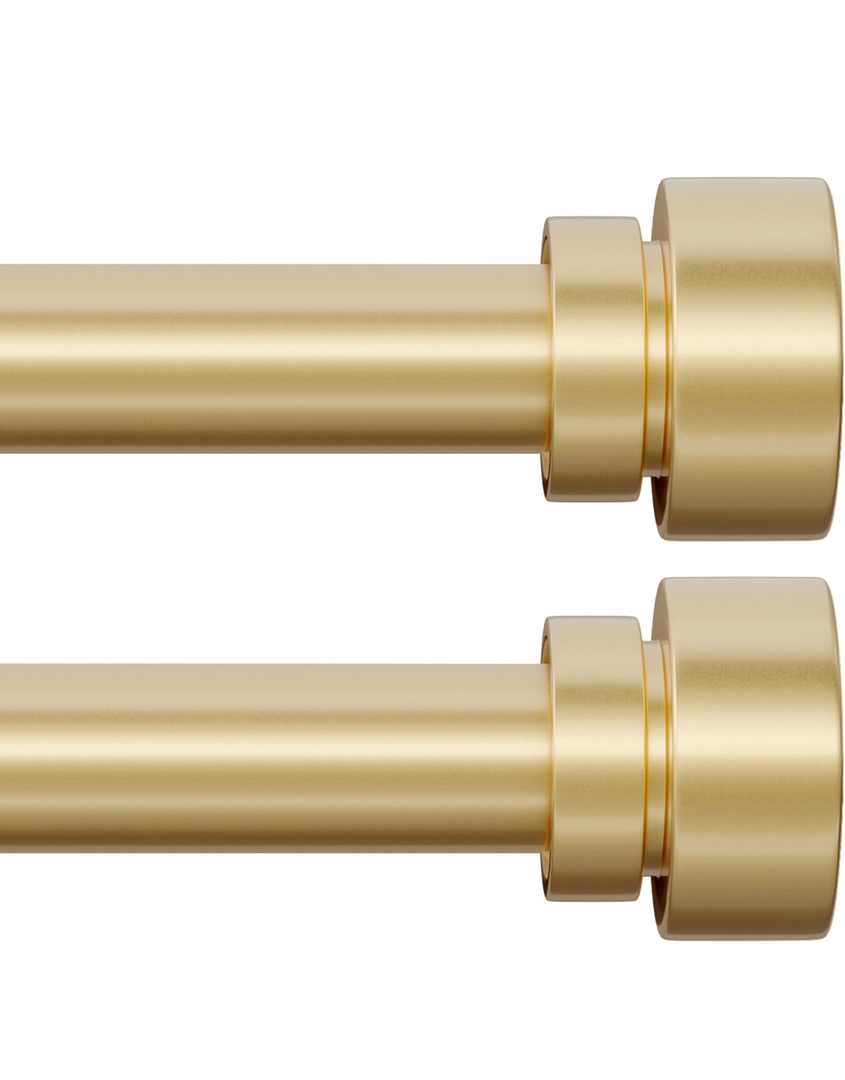 PORTRES Modern Gold Curtain Rods set of 2 for Windows 28 to 48 Inches Adjustable Length 1" Diameter Heavy Duty Curtain Rod with Farmhouse Decorative Finials for Outdoor Bedroom Kitchen Living Room