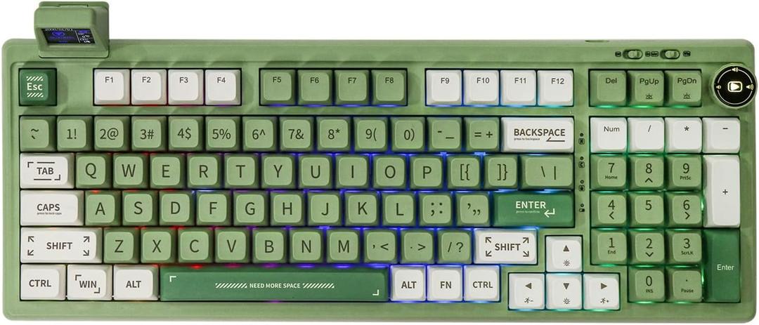 EPOMAKER RT100 97 Keys Gasket BT5.0/2.4G/USB-C Mechanical Gaming Keyboard with Customizable Display Screen, Knob, Hot Swappable Socket, 5000mAh Battery for Win/Mac