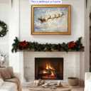 Vintage Santa Claus and Reindeer Wall Art - Christmas Farmhouse Holiday Print Rustic Christmas Decor Abstract Festive Canvas Art Poster for Gallery Living Room Bathroom 8x10inch Unframed (10L" x 8W")