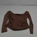 Women's Long Sleeve Crop Bottoming Shirt Solid Slash Neck Ruched Y2k T Shirt ,Size L