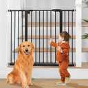 keny 36" Extra Tall Baby Gate for Stairs, 29"-42.5" Wide Auto Close Dog Gate, Pressure Mounted Easy Walk Through Pet Gate for Doorways, Durable Safety Stair Gate, Black