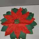 Joyfol Day Christmas Poinsettia Placemats Set of 5, Applique Embroidered Cutwork Red Florals Placemat, Xmas Flowers Tabletop Decoration for Home Kitchen Dining Winter Party (14 Inch Round)