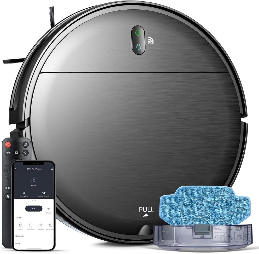 Robot Vacuum and Mop Combo, 2 in 1 Robotic Vacuum Cleaner with Schedule, App/Alexa/Voice Control, Slim 2.87", Self-Charging, 2300 Pa Suction & Long Runtime, Ideal for Hard Floor, Pet Hair, Carpet