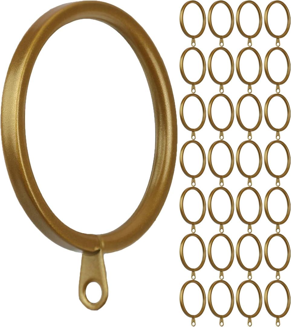 Meriville 28 pcs Gold 2-Inch Inner Diameter Metal Flat Curtain Rings with Eyelets (Set of 28)