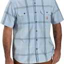 Carhartt Men's 106140 Loose Fit Midweight Short-Sleeve Plaid Shirt (Medium, Blue)